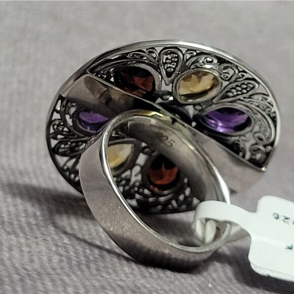 Bali Legacy Multi Gemstone Florel Ring Size 7 - Picture 10 of 14
